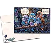 Tree-Free Greetings Birthday Greeting Card with Matching Envelope, Eco Friendly, Made in USA, 100% Recycled Paper, 5 x 7, Owl Wishes (GO68772)