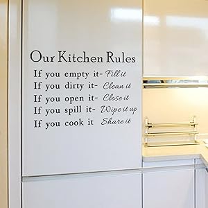 English Letters Our Kitchen Rules Wall Decal Home Sticker PVC Murals Vinyl Paper House Decoration Wallpaper Living Room Bedroom Kitchen Art Picture DIY for Children Teen Senior Adult Nursery Baby
