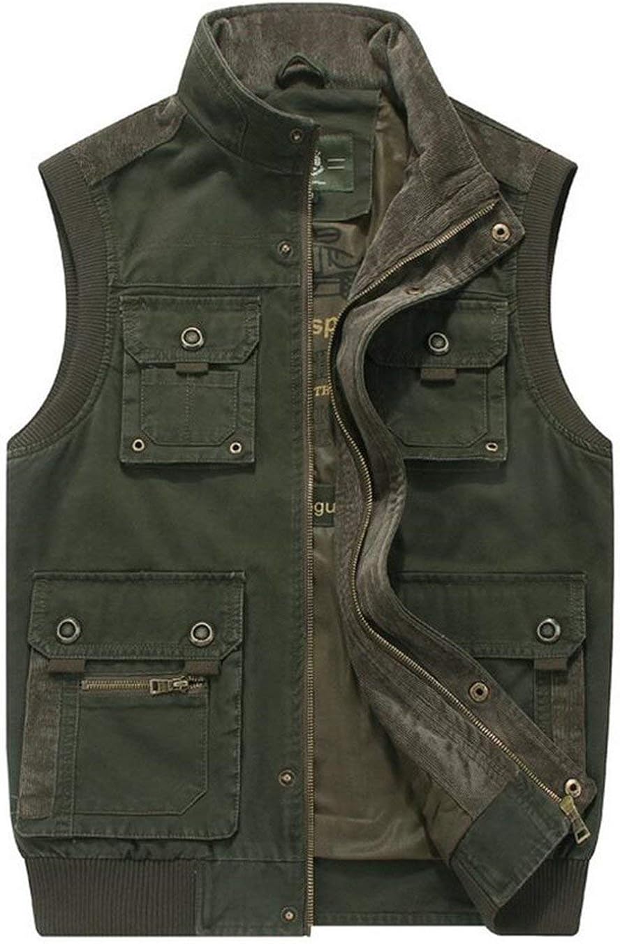 Men's Cotton Outdoor Vest Pockets Jackets Modern Multi Casual Sporting