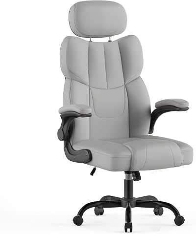 naspaluro Executive Office Chair High Back Grey Fabric with Tilt Spring-Packed