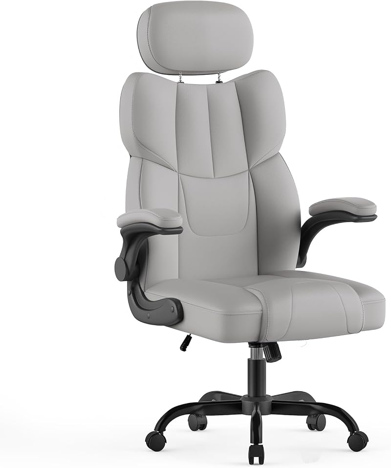 naspaluro Executive Office Chair High Back Grey Fabric with Tilt Spring-Packed