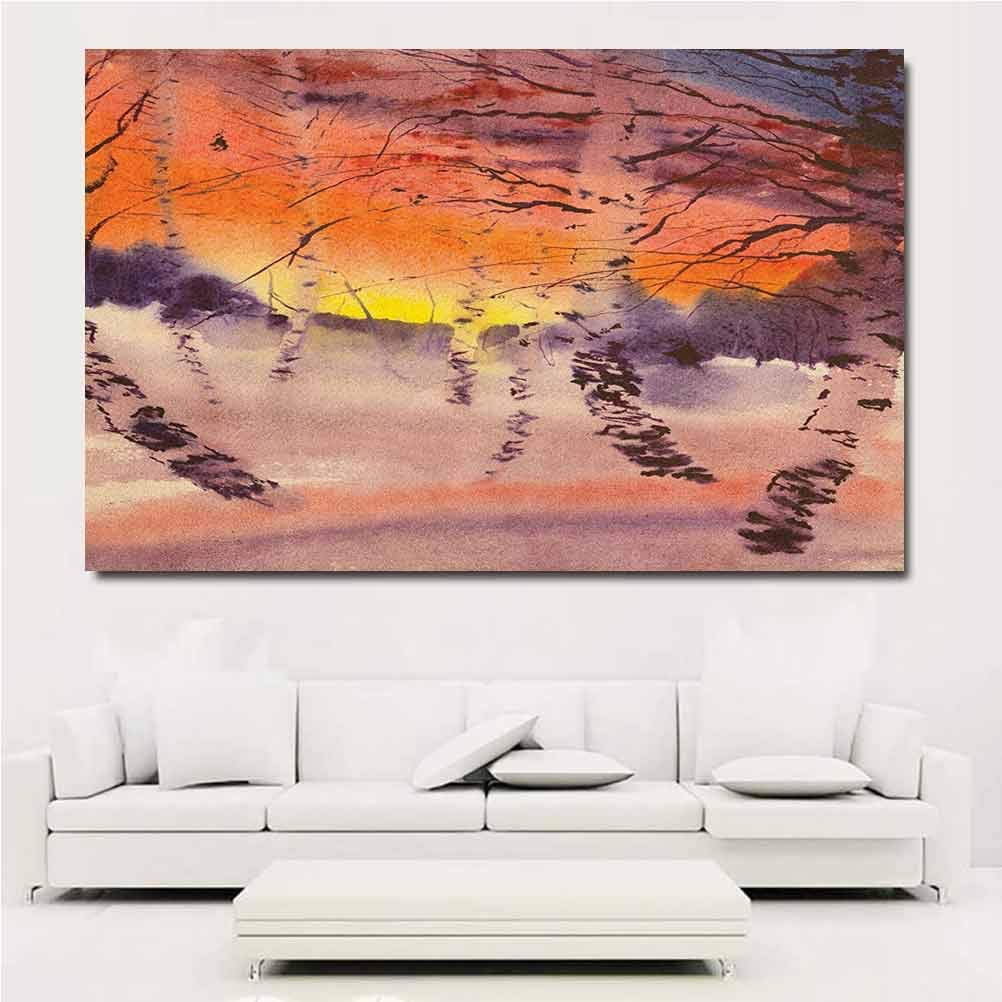 Amazon.com: Forest Bedroom Wall Art Sundown Scene in The Birch Jungle
