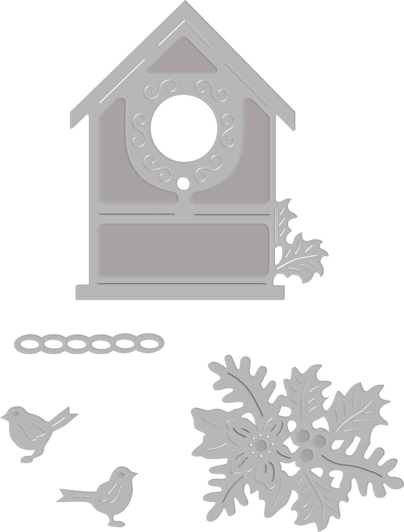 Sweet Dixie Christmas Birdhouse Die, Metal, Grey, 29.5 x 15.9 x 0.8 cm