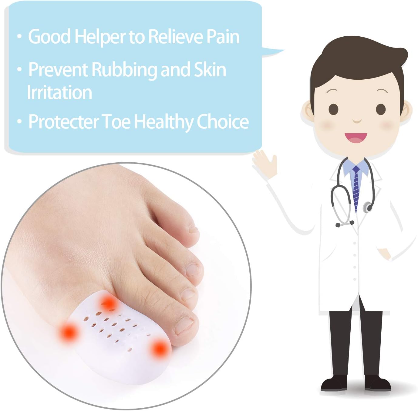 Big Toe Protector, 10PCS Breathable Gel Toe Cap Silicone Toe Cover Sleeves with Holes, Provides Relief from Missing or Ingrown Toenails, Corns, Blisters, Hammer Toes, Reduce Friction: Health & Personal Care