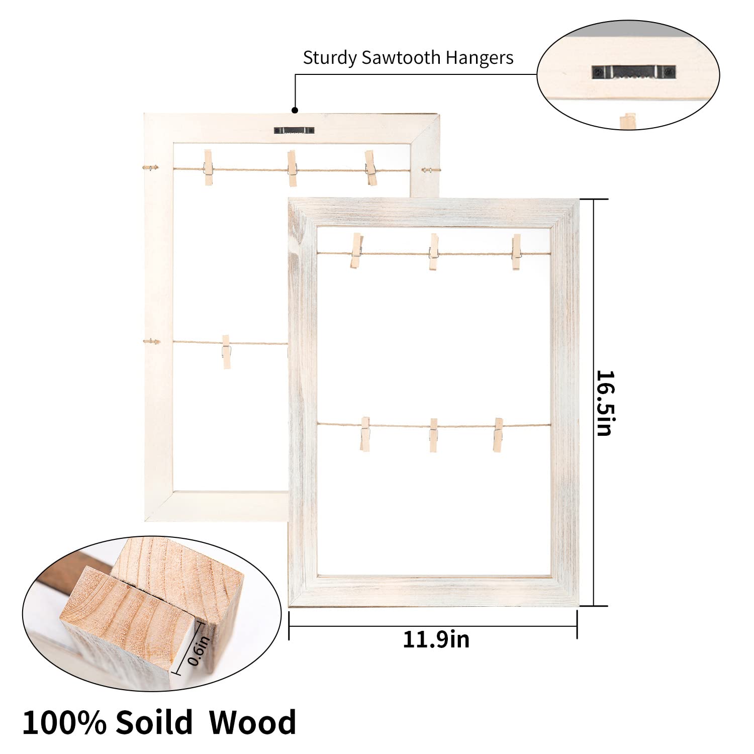 Mua Hogaryo 100% Solid Wood White Clip Picture Frame for Wall Collage ...