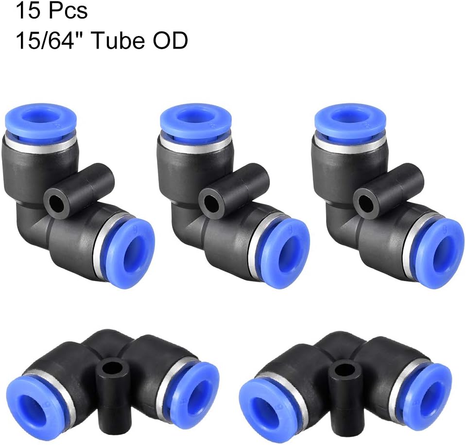 sourcing map Plastic Elbow Push to Connect Tube Fitting 6mm Tube OD Pneumatic Air Push Fit Lock Fitting Blue 15pcs - Image 4