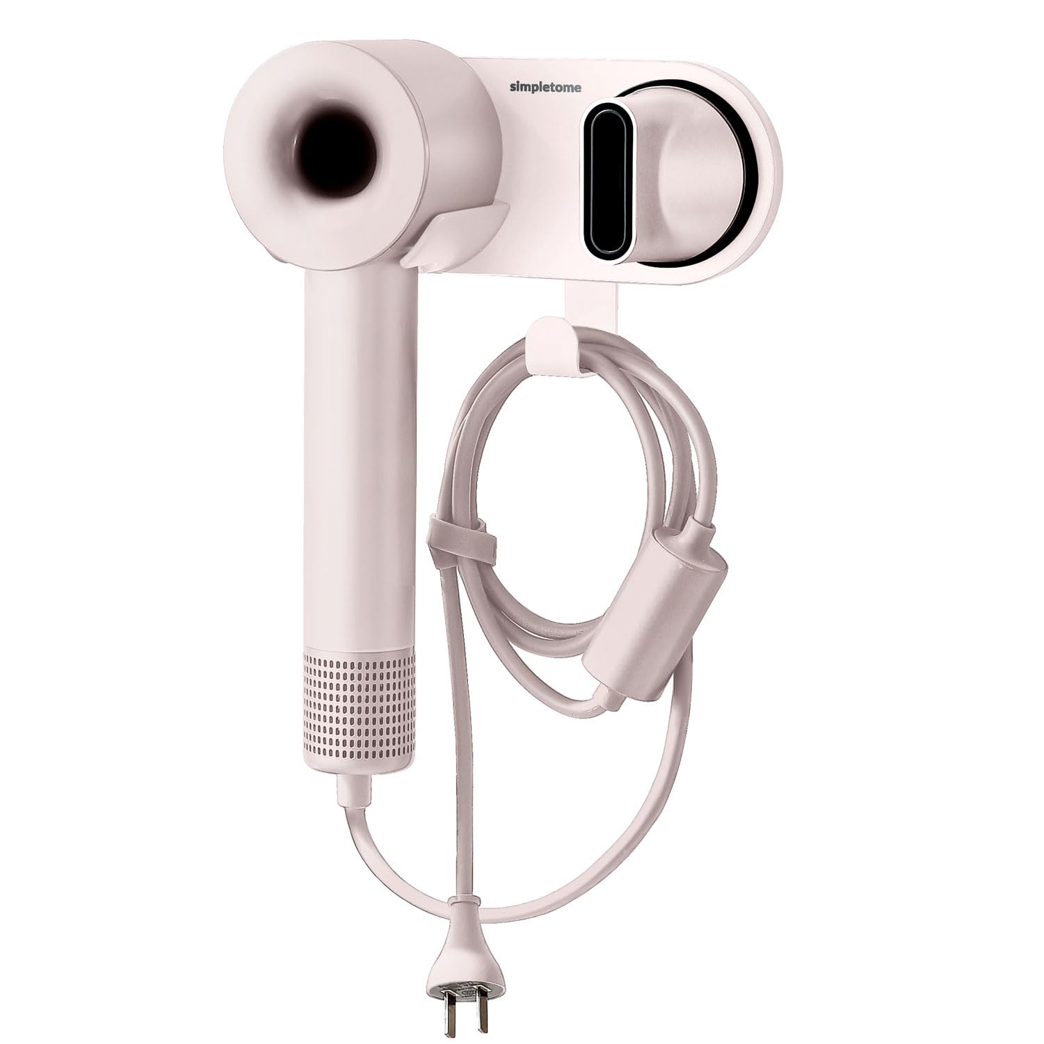 Photo 1 of simpletome Hair Dryer Holder Wall Mount for All Magnetic High Speed Blow Dryer with Plug Cord Organizer Hook (ABS Plastic, Pink)