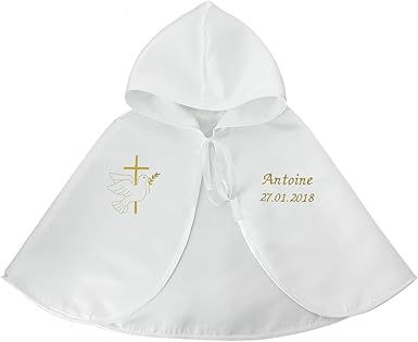 Boutique Magique Cape De Bapteme Blanche En Satin Personnalisee Et Brodee Bebe Puericulture Bebe