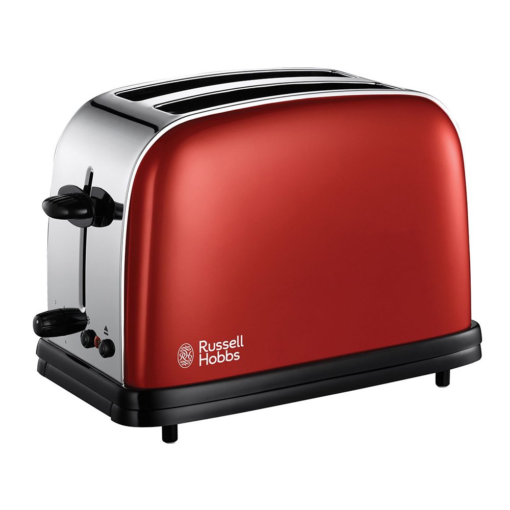 Russell Hobbs  Colours Flame Red Tostadora de acero inoxidable W soporte