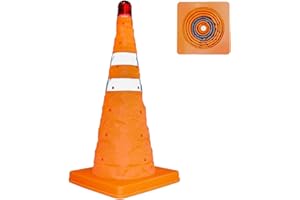 20'' Foldable Traffic Cone - Orange | Reflective Collapsible Safety Pylon with Warning Light | 50CM Portable Warning Cone for