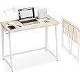 POLWKZU Folding Desk Small Foldable Desk for Small Space, 31.5 Inches Writing Computer Desk in Study, Home Office Foldable Office Desk for Bedroom, Oak