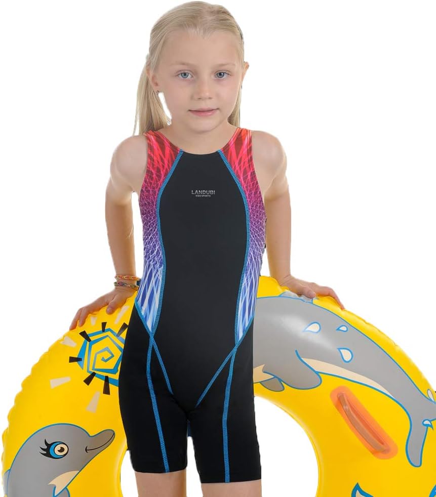 VERTAST Girls Athletic Competitive One-Piece Swimsuits Racerback Legsuit Swimwear for Age 4-15