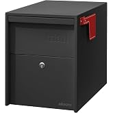 adoorn Modern Large Locking Post Mount Mailboxes for Outside - Black | 15.5" H x 12" W x 18.5" D , Anti-Theft Lockable Mailbox for Packages and Letters, Weatherproof, Durable Steel