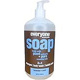 Everyone 3-in-1 Soap - Body Wash, Shampoo, Bubble Bath - Lavender + Mint - 32 Ounces - 1 Bottle