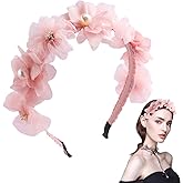 Thinslimer Flowers Headband Pearl Pink Floral Hairbands Summer Costume Hair Accessories for Women