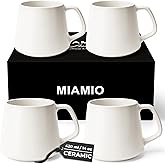 MIAMIO - Coffee Mugs Set of 4 / Large Ceramic Coffee Cups (14 oz) - Mug for Cappuccino, Tea, Espresso - Microwave and Dishwasher Safe - Luxe Collection (White Series)