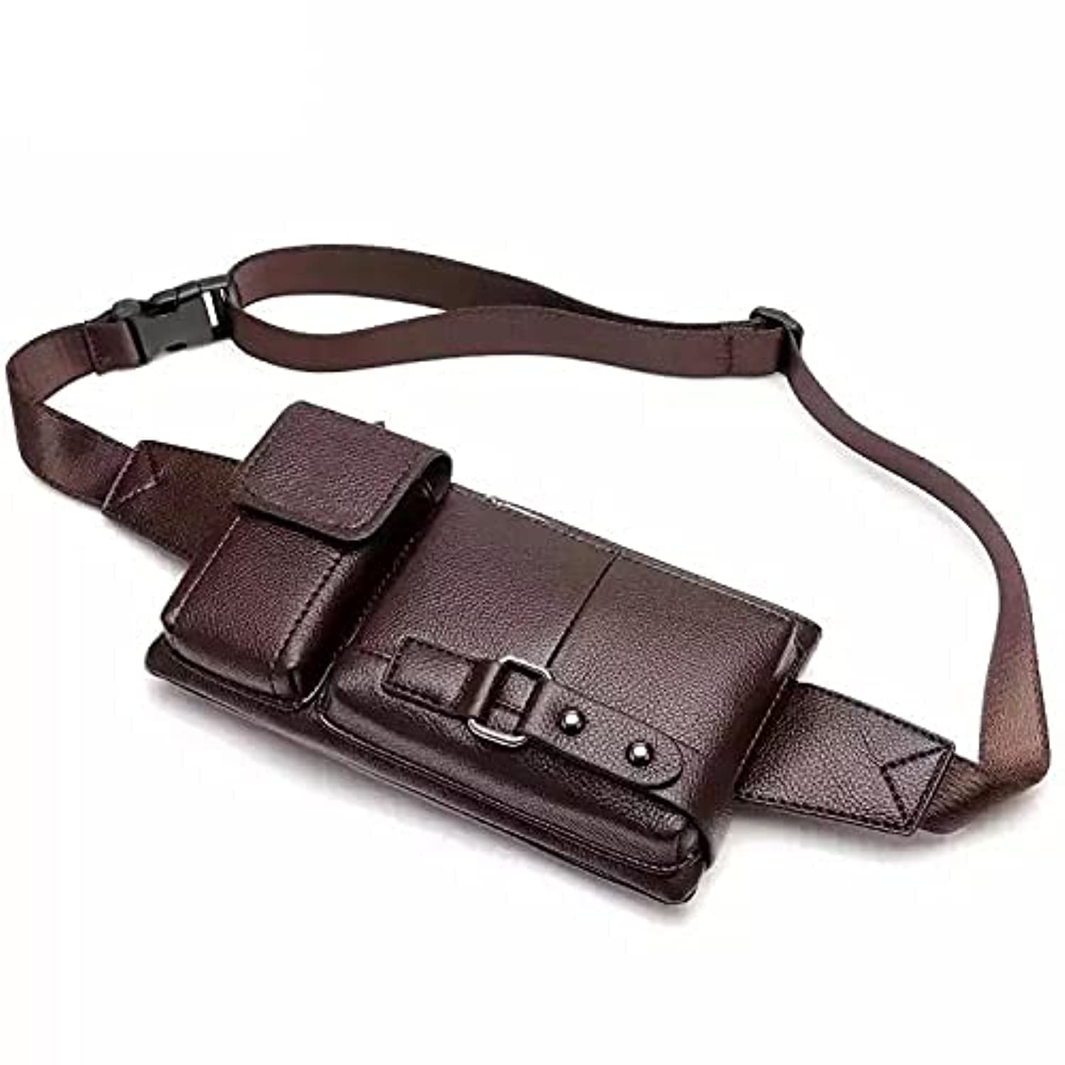 Photo 1 of Bestsent Men's Leather Sling Bag,Chest Shoulder Backpack, Water waterproof Crossbody Bag(Brown, Medium)