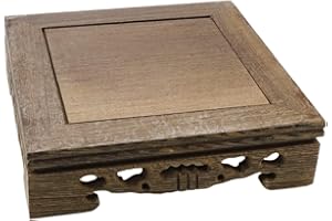 Pufguy Oriental Wood Display Stand Traditional Craft Wooden Base Square Pedestal 5.5" x 5.5"