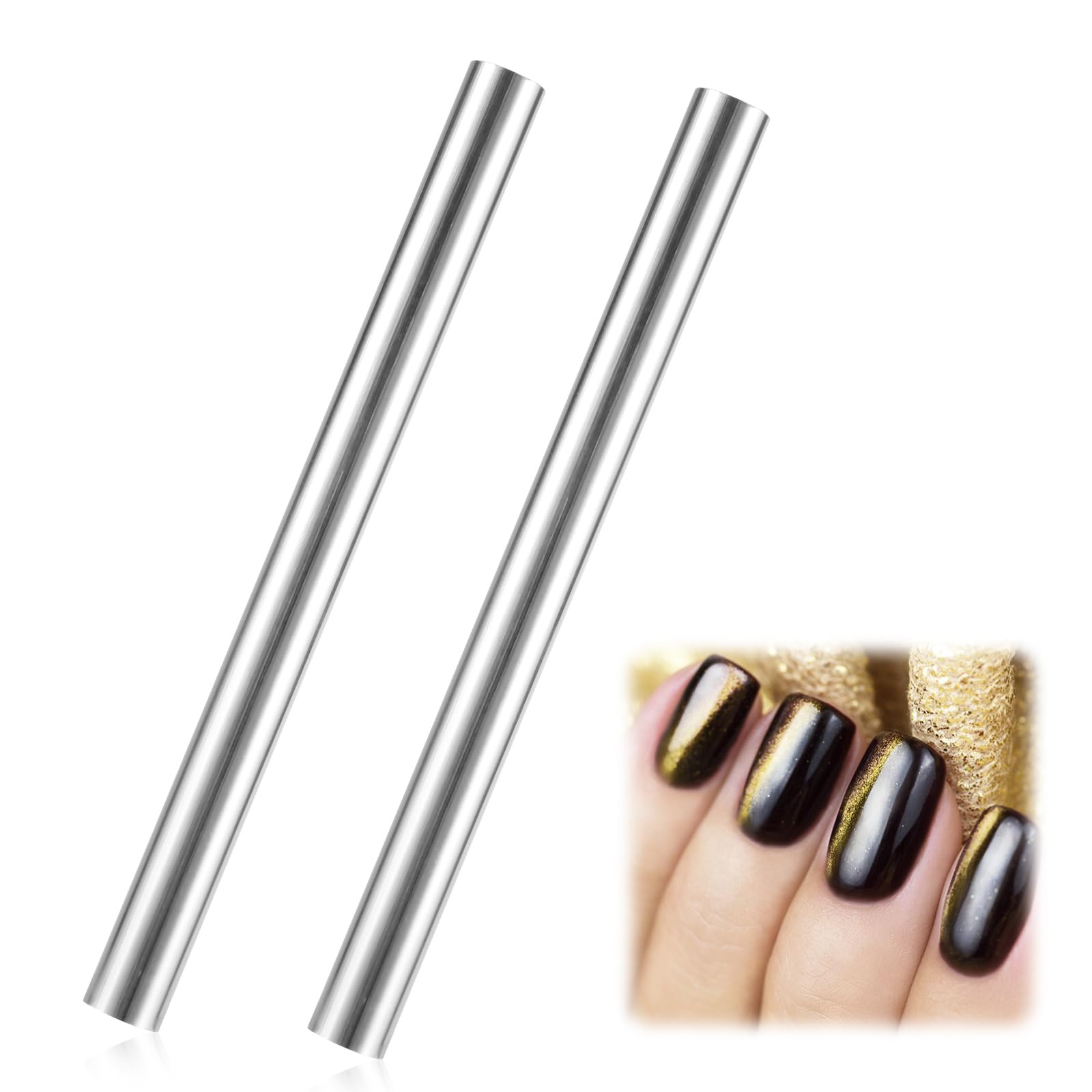 2pcs Cat Eye Magnet Tool, Double-Head Cat Eye Magnet Pens Extra Long Cat Eye Magnet Sticks Cat Eye Gel Nail Polish Tools Nail Magnet Tool for DIY 3D Nails
