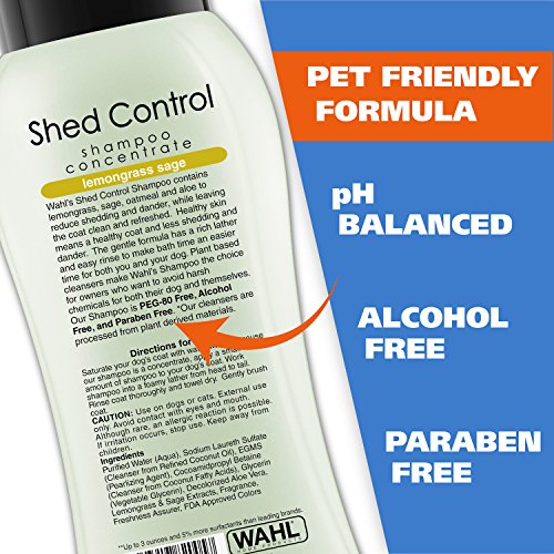 Wahl Shed Control Pet Shampoo for Animal Shedding & Dander Lemongrass