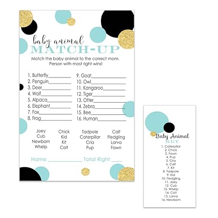 Amazon Com Paper Clever Party Mint And Gold Baby Shower Games
