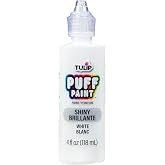 Tulip Puff Fabric Paint , Permanent Craft Paint for Clothes, DIY Projects, Notoxic, 4 fl oz, Shiny White