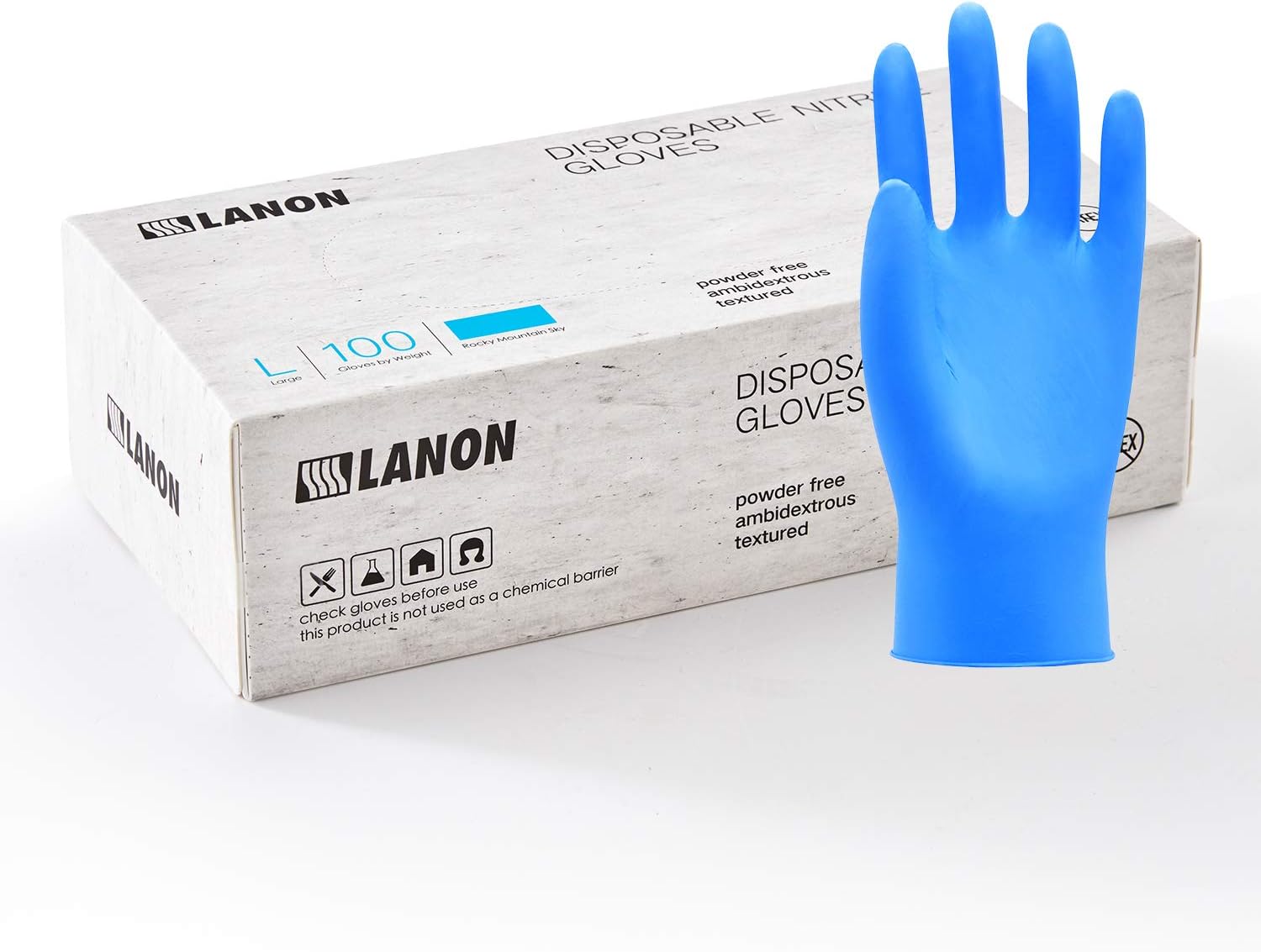 LANON Disposable Nitrile Gloves, Food Grade, Latex Free, Textured