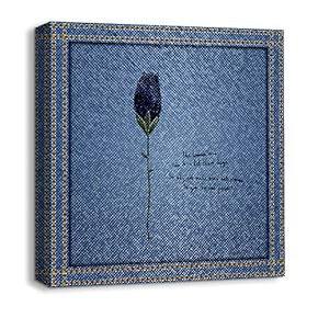 Canvas Wall Art Beautiful Jeans Fabric Feature Painting Artwork for Home Prints Framed - 12x12 inches