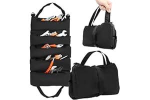 GardenJoy Tool Roll Up Bag, Small Duty Tool Bag Organizer with 5 Tool Pouches, Compact & Lightweight Tool Roll Bag For Mechanic, Electrician, DIY Projrct, Carpenter & Hobbyist