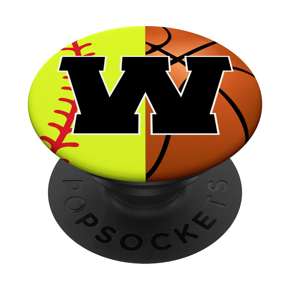 Softball Basketball Player Favorite Initial Letter W PopSockets Swappable PopGrip