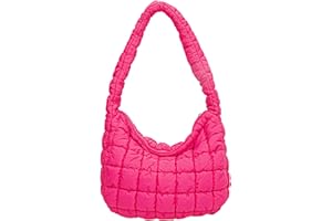 TWOYOMN Quilted Puffer Tote Bags for Women Lightweight Quilted Padding Shoulder Bag Satchel Handbag Zip Puffer Bag Green