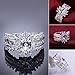 KOREA-JIAEN S925 Sterling Silver Sunflower Ring Setting Large Oblong Shape 5A Level Zircon Diamond in Center (Size:8, Flower)
