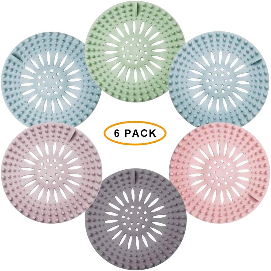 6 Pack Drain Hair Catcher - Silicone Hair Catcher Shower Drain Hair Trap Bathtub Stopper Kitchen Sink Strainer - KAX