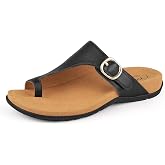 BCSTUDIO Women's Casual Orthopedic Flip Flop Sandals with Arch Support | Summer Orthotic Thong Leather Flat Sandals with Adjustable Strap, Open Toe, Non-slip for Vacation, Walking, Travel, Office