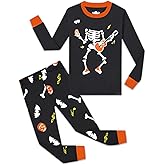 Tphon Boys Halloween Pajamas Sets Toddler Kids Pjs Glow in Dark Skull Sleepwear 2 Piece Snug Fit Cotton Pajama Set