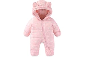 JiAmy Baby Snowsuit Baby Printed Winter Clothes With Flod-Over Girl Boy Hooded Outfits Jumpsuit Coat