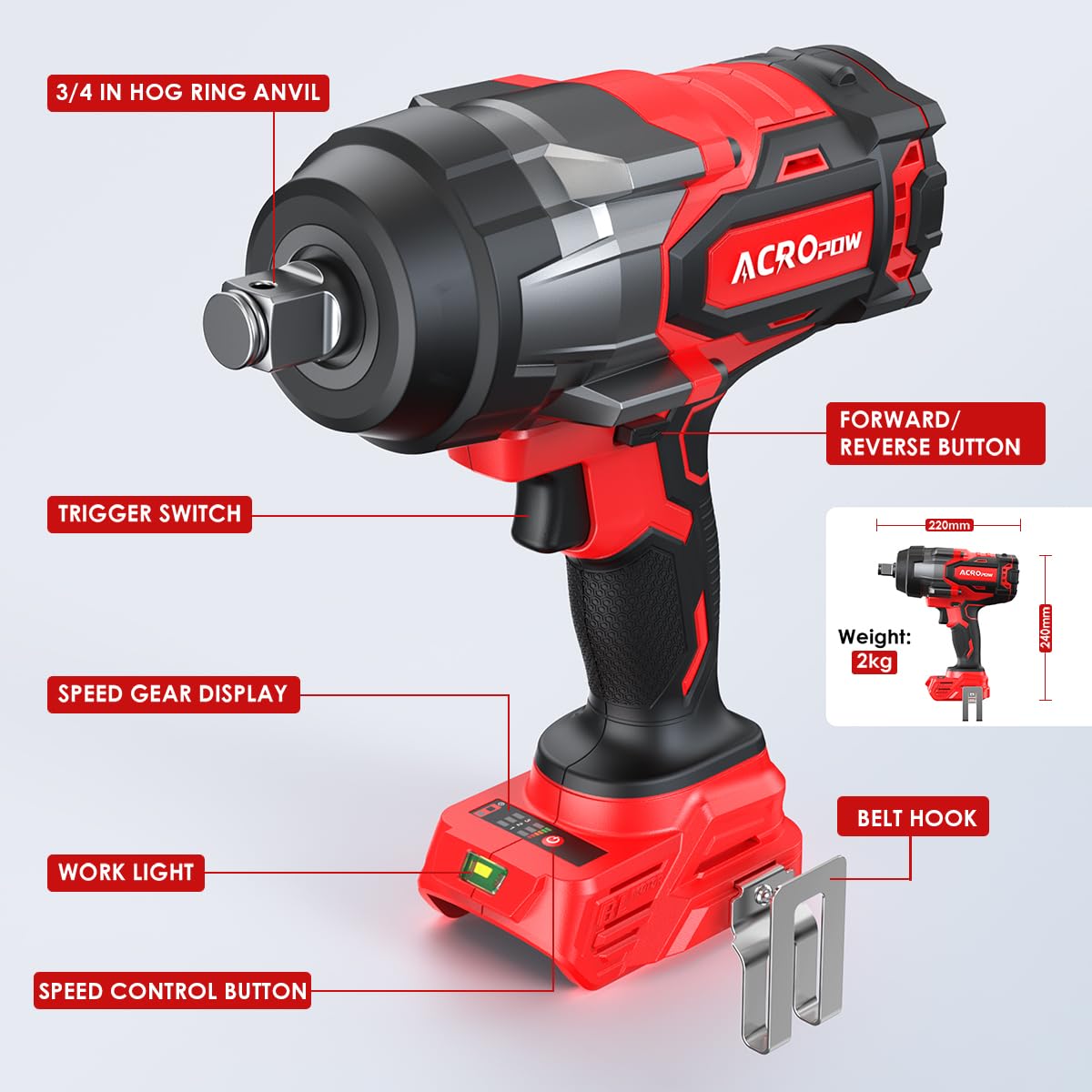 Condition photo showing New/Like New for acropow cordless impact wrench compatible with milwaukee 18v battery? 3/4” 1850ft-lbs brushless high