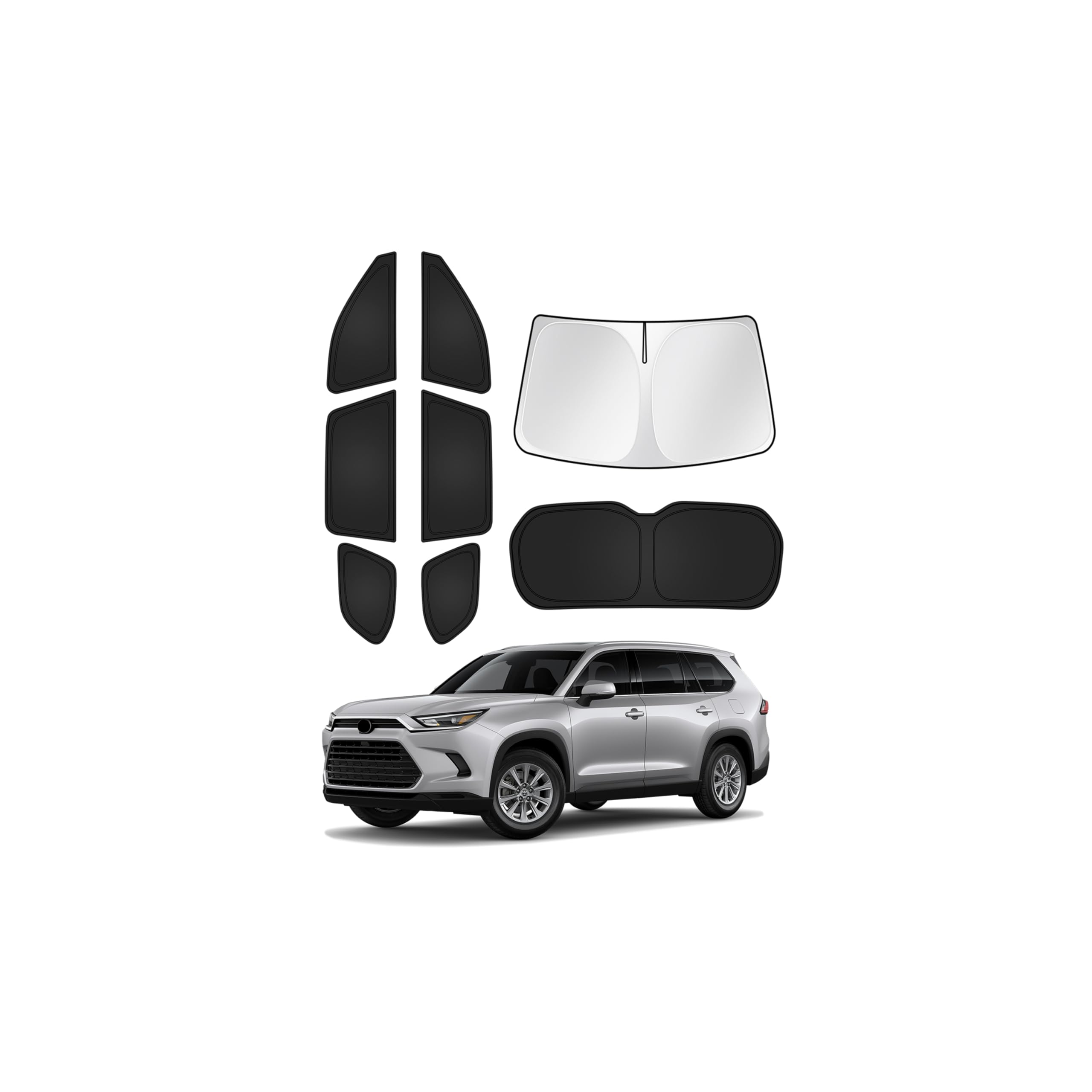 Photo 1 of Canvcle Sunshades for 2024-2025 2026 Toyota Grand Highlander Accessories Windshield Sun Shade Side Rear Window Shade Cover Sun Visor Shield Privacy Protection for Camping Keep Vehicle Cool Black 8PCS