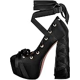 onlymakerheels Platform Heels Chunky Bow Ribbon Pumps