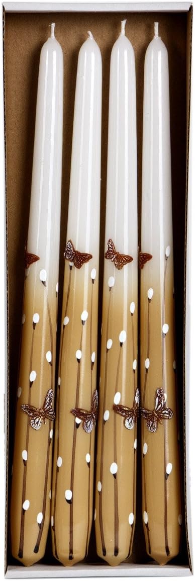 Taper candles white Easter I 290 x 20 mm Set of 4 Brown Easter