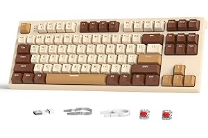 MAGIC-REFINER M88 Wireless Mechanical Gaming Keyboard, TKL 87 Keys Creamy Keyboard Dual Mode BT/2.4Ghz 2-in-1 Receiver, Hot-s