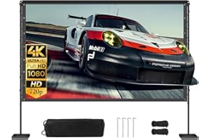 Queension 100 inch Outdoor Projector Screen with Stand, Portable Projector Screen 16:9 HD 4K, Movies Screen with Carry Bag for Outside Backyard, Indoor Wrinkle-Free Screen for Home Theater