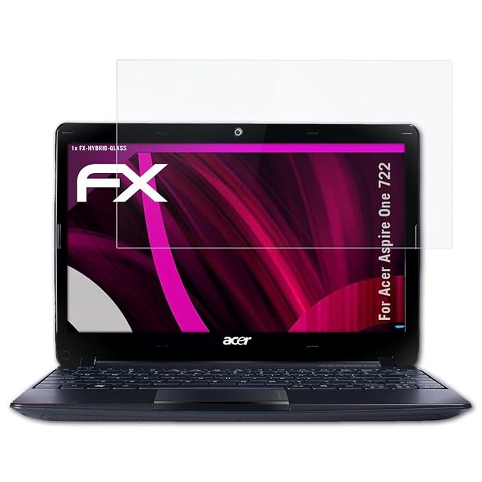 atFolix Glasfolie kompatibel mit Acer Aspire One 722 Panzerfolie, 9H Hybrid-Glass FX Schutzpanzer Folie