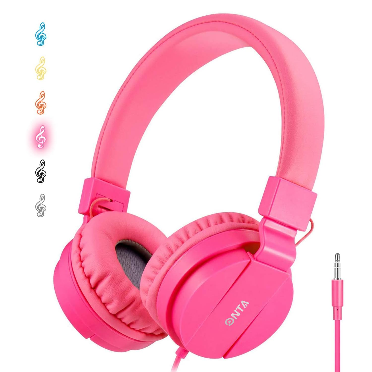 ONTA Foldable Headphone,On-Ear Audio Adjustable Lightweight Headphone for Cellphones Smartphones Iphone Laptop Computer Mp3/4 Earphones(Pink)