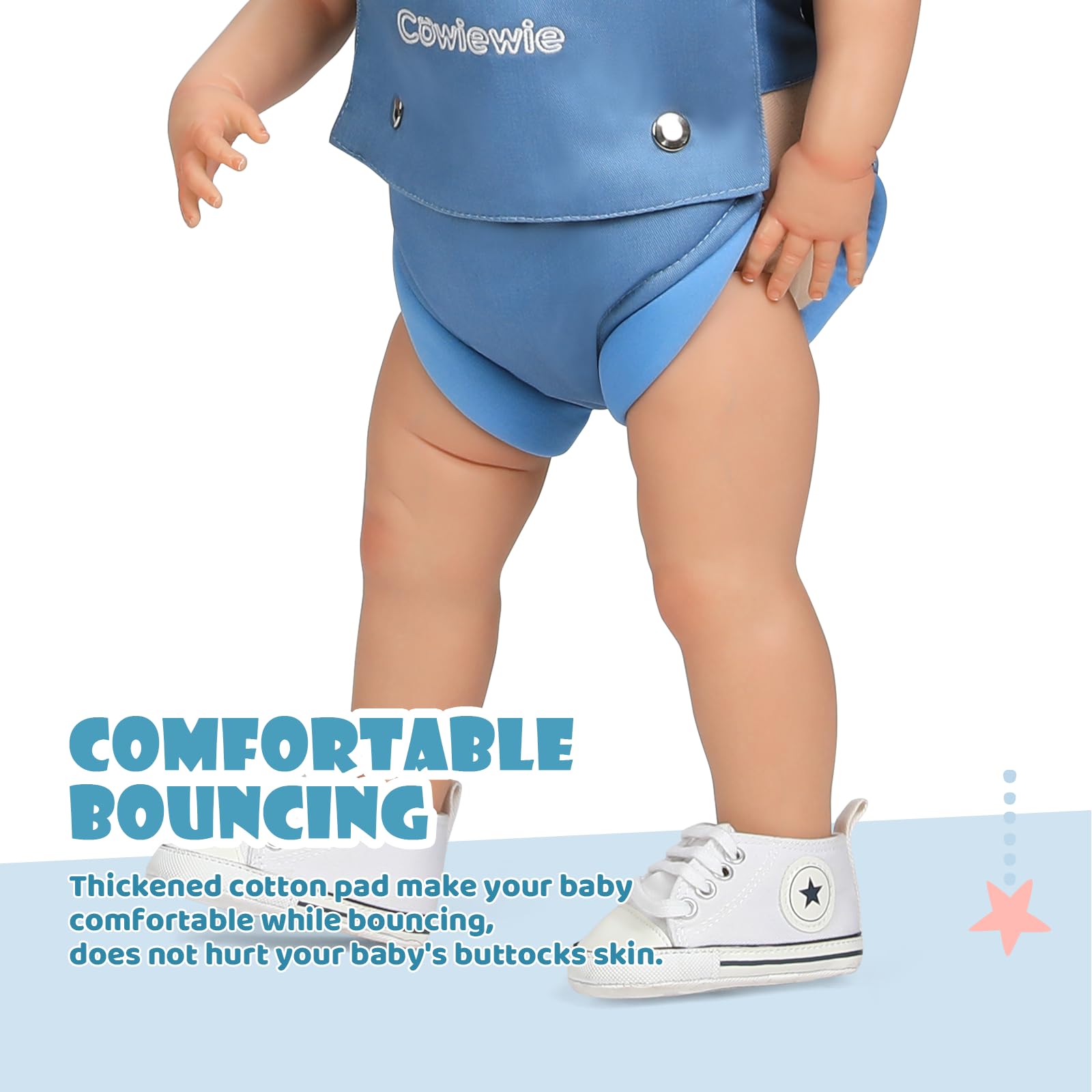 Cowiewie 2 in 1 Baby Jumper, with Strong Support Stand and Baby Walking Harness Function (Blue)