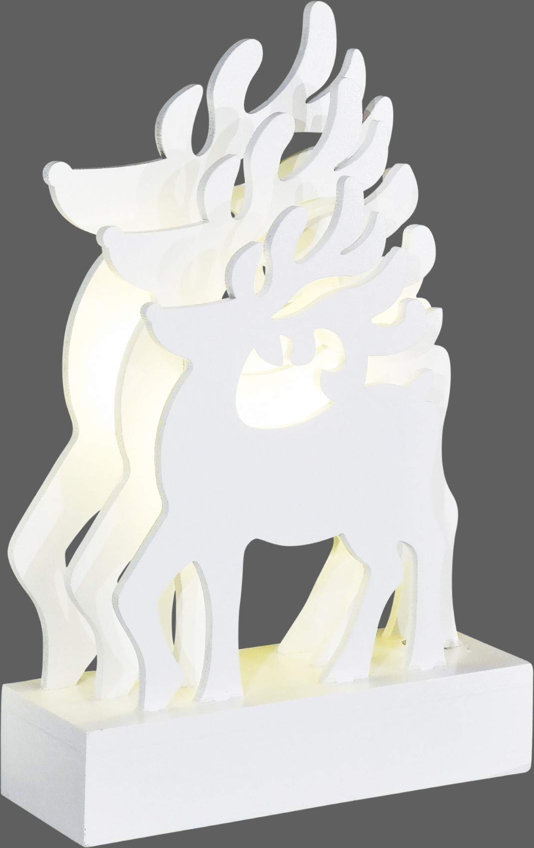 HGD 3D Wooden Deer, Wood, White, 12 x 4.3 x 18 cm