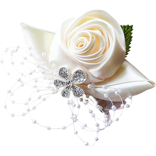Bethynas Bridal Rose Wrist Corsage – Artificial Pearl Flower Bracelet For Weddings & Prom - View #2
