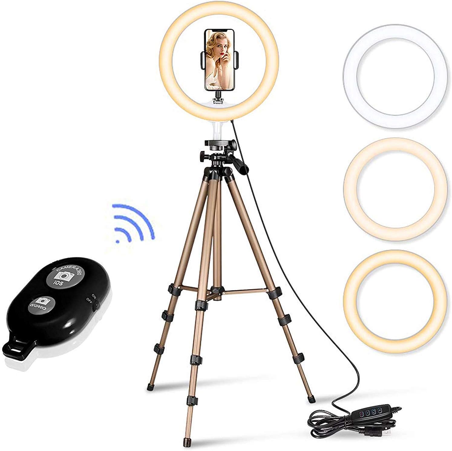 PPDR 10" Selfie Ring Light with 60" Extendable Tripod Stand with Flexible Phone Holder for TIK-Tok Live Video Stream/Makeup, YouTube
