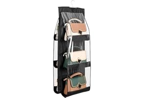 ZB.soar 6 Pockets Handbag Purse Organizer, Dust Proof Purse Organizer Closet, Wardrobe Closet Organizer, Washable Handbag Organizer for Women Small and Medium Size Handbags Purse (Black,1Pcs)