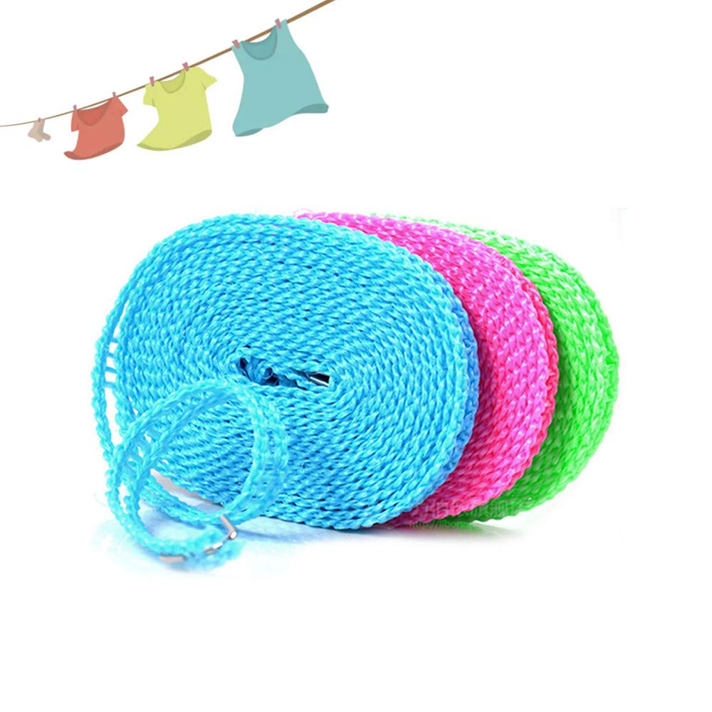 3 Pcs Windproof Clothesline Non-Slip Clothesline Nylon Washing Line Rope Laundry Clothes Lines for Outdoor Use Indoor and Outdoor Travel Camping Blue